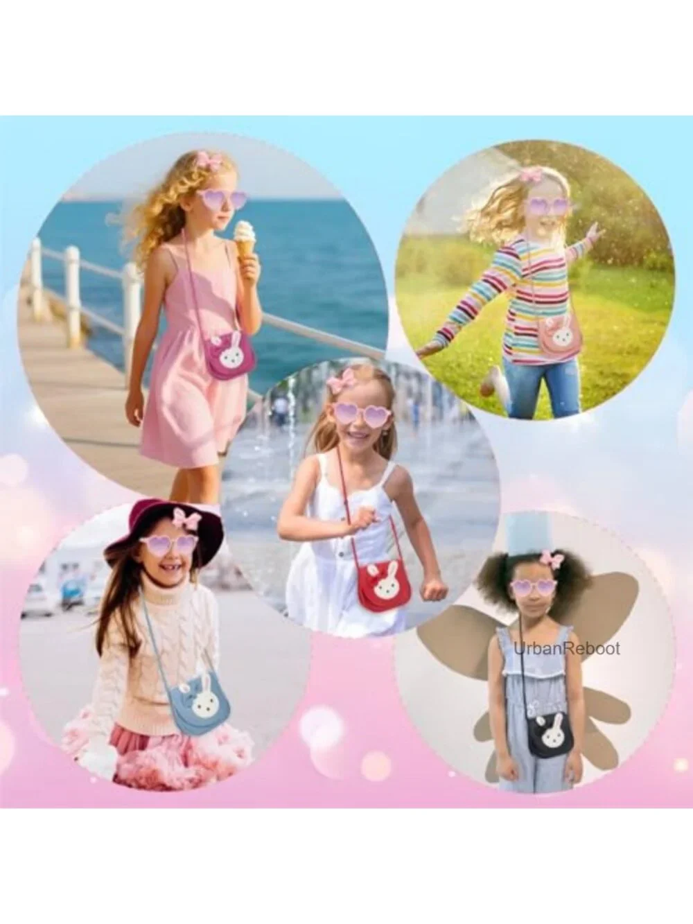 Toddler Girls Bunny Purse Small PU Leather Crossbody Satchel Gift Set